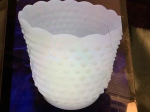 Vintage 1950's Fire King Oven Ware Milk Glass Hobnail Vase/Planter - Picture 1 of 4