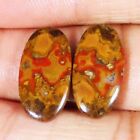 (10X19X3 MM) 13.15 Cts. NATURAL MOROCCO SEAM AGATE PAIR CABOCHON LOOSE GEMSTONE