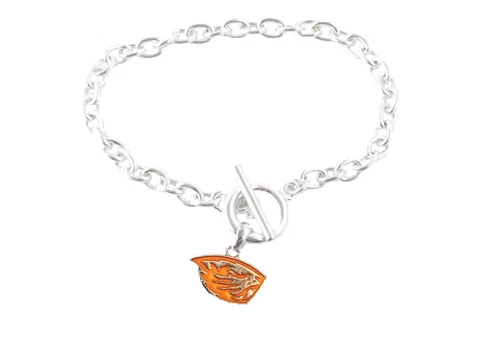 Oregon State Beavers Enamel Orange Silver Charm Toggle Bracelet Jewelry Cover