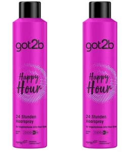 2x Schwarzkopf got2b Happy Hour 24h Hold Hairspray - Vegan - 2x 300ml - New - Picture 1 of 2