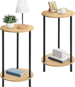 Small round Table Set of 2, End Tables Living Room, Side Tables for Small Spaces - Picture 1 of 12