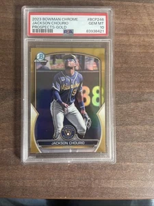 2023 Bowman Chrome Jackson Chourio Gold Refractor Prospect /50 Brewers PSA 10 - Picture 1 of 2