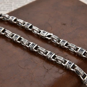 6MM 925 Sterling Silver Oval Link Chain Punk Retro HEAVY Necklace for Men 20-26" - Picture 1 of 7