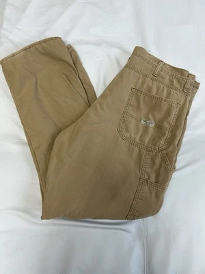 牧马人棕色抓绒衬里牛仔布 38 X 34 户外冬季木匠卡其色裤子 — 第 1/4 张图片