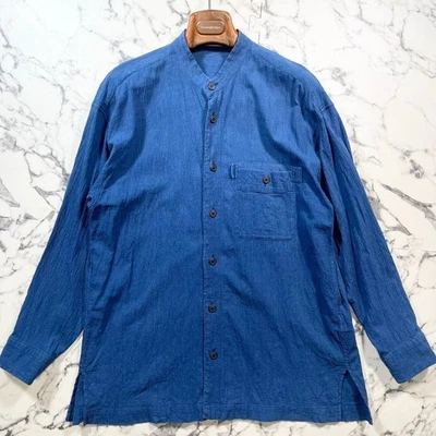 ISSEY MIYAKE мужчин плиссированные большой хлопок рубашка индиго окрашенный Японии дизайнер - Изображение 1 из 4