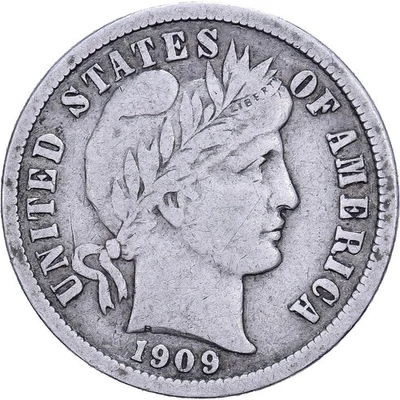 [#639360] United States, Dime, Barber, 1909, U.S. Mint, Silver, VF, KM:113 - Image 1 of 2
