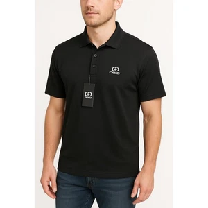 NWT OGIO LOG101 Black Short Sleeve Button Up Collar Polo Shirt Mens Medium - Picture 1 of 8