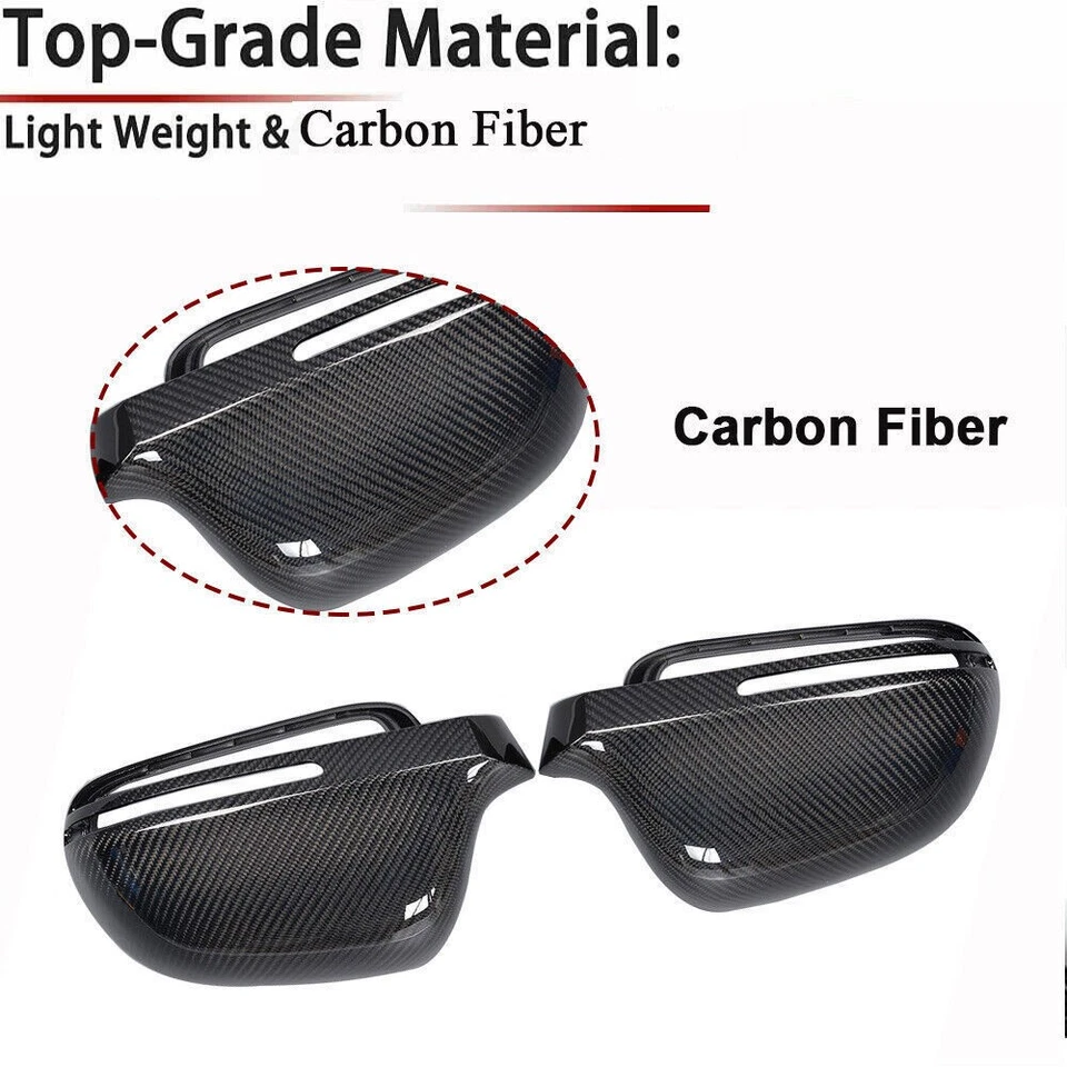 Tapa de cubierta de espejo retrovisor lateral de fibra de carbono para Audi A4 B8 S4 A6 2008-2011 Q3 2011UP Foto 1 de 4