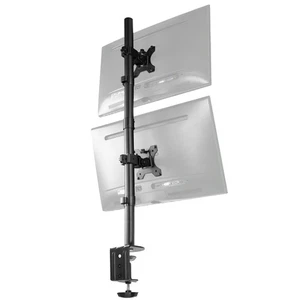 Black Dual LCD Monitor Desk Mount Stand, Stacked Vertical 2 Screens up to 34" - Picture 1 of 8