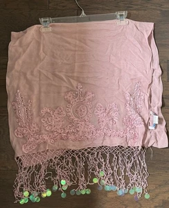 Sue Wong SILK Scarf Dress Shawl Pink Mauve Rose Sheer Sequin Long runner Fancy 1 - Picture 1 of 17