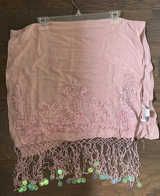 Vestido xale cachecol Sue Wong seda rosa malva lantejoulas transparentes corredor longo fantasia 1 - Imagem 1 de 4