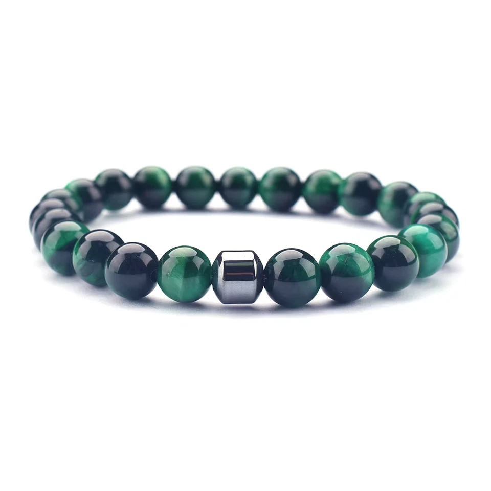 Handmade Green Tiger Eye Bead Bracelet for Men & Women - High-quality - Image 1 of 1