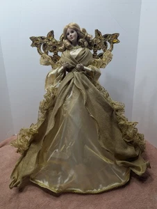 Victorian Beauty Vintage Gold Engel Christbaumspitze 16x15 Opulenz Glitzer - Bild 1 von 8