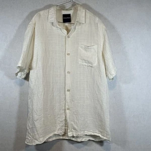 Tommy Bahama manica corta uomo con bottoni 100% lino bianco grande - Foto 1 di 6