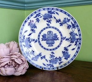 ANTIKER BLAU & WEISSER MINTON "DELFT" FLOW BLAU 9" TELLER ~ SPÄTVIKTORIANISCH - Bild 1 von 8