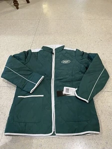 NWT New York Jets Womens Quilted Puffer Green White full zip jacket Sz Small - Picture 1 of 4