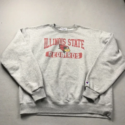 Illinois State Redbirds Sweatshirt Mens Large Gray Champion Crewneck NCAA Logo Cover