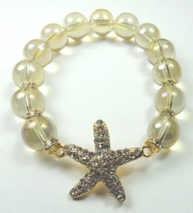 Glasperlen Stretch Armband & Strass Seestern & Rondelle Handarbeit - Bild 1 von 1