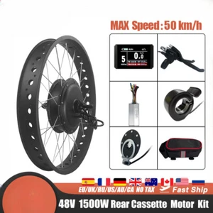 Ebike Fat Tire Conversion Kit 48V 1500W Rear Cassette Hub Motor Wheel 20 24 26In - Picture 1 of 34