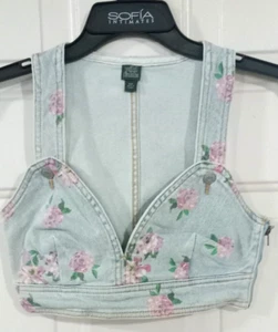 Top corto Wild Fable floral azul/rosa talla M nuevo con etiquetas - Imagen 1 de 4