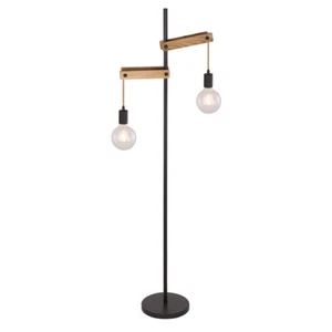 Globo De Pie Visso Negro/Madera 150Cm Max. 2 X 60W E27 Lámpara Con Interruptor - Imagen 1 de 6