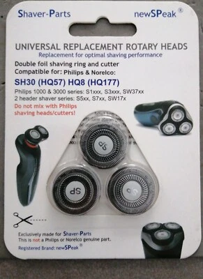 TESTINE RASOIO PHILIPS SERIE 3000 1000  SH30 HQ57 HQ8 HQ177 - Immagine 1 di 2