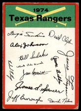1974 Topps Texas Rangers  FILLER Texas Rangers #NNO