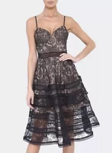 Self Portrait Black Paisley Lace Midi Dress Size US4/UK8/AU8 - Picture 1 of 12