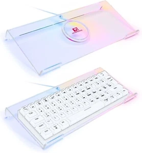 Clear Acrylic Ergonomics Tilted Keyboard Stand w/ RGB LED Backlit Keyboard Tray - Picture 1 of 7
