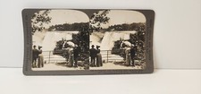 Stereoview Card American Falls and Luna Island from Goat Island C.L. Wasson 1905