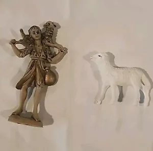 Vintage Christmas Nativity Sherpard Boy & SHEEP Figures Plastic Made In Italy - Picture 1 of 5