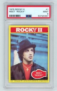 ROCKY 1979 Topps Rookie Card 1 SYLVESTER STALLONE "Meet Rocky" Graded PSA 9 MINT