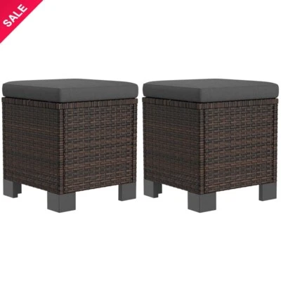 2 шт. многофункциональные уличные сиденья стильные плетеные оттоманки серые смешанные коричневые - Изображение 1 из 4