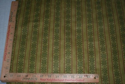 Moda Vintage Holiday Snowflake Cotton Green Fabric April Cornell 1 Yd + 18 x 44 - Image 1 of 3