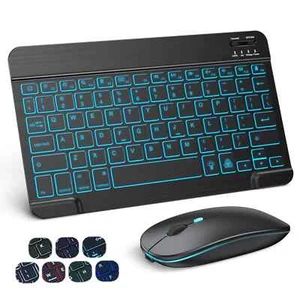 10 inch Backlit For iPad Keyboard and Mouse Backlight Bluetooth Keyboard - Picture 1 of 30