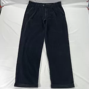 Vintage Eddie Bauer Pants Mens 36x32 Black Corduroy Relaxed Fit Wide Leg Pleated - Picture 1 of 11