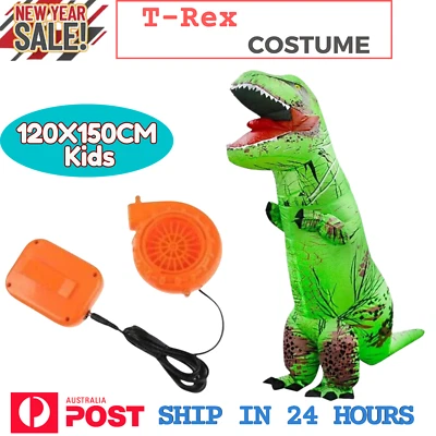 T-Rex Blow Inflatable Dinosaur Costume kids Jurassic World Park Trex Melb - image 1 of 4