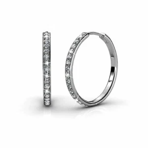 Earrings Cate & Chloe Bianca 18k White Gold Hoop Earrings with Swarovski Crystal - Picture 1 of 8