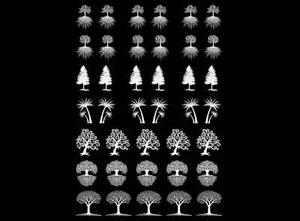 Mini Trees 39 pcs White Fused Glass Decals - Picture 1 of 2