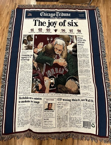 MICHAEL JORDAN Blanket Throw Chicago Bulls Tribune The Joy Of Six 72" x 52" Cover