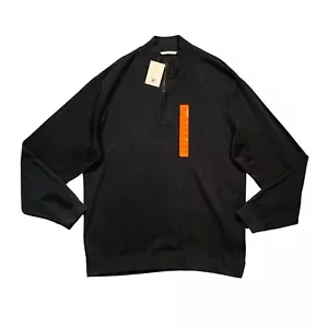 Cutter & Buck Sweater Mens XXL 2XL Black Cotton Quarter Zip Mock Neck Pullover - Picture 1 of 10