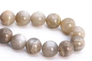 9-10MM Genuine Natural Light Gray Brown Moonstone Grade A Round Loose Beads 8" - Picture 1 of 3