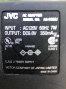 JVC AC Adaptor Model AA-R602J Class 2 Power Supply - Picture 1 of 2