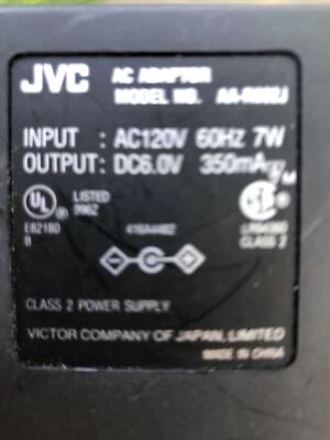 JVC AC Adaptor Model AA-R602J Class 2 Power Supply - Image 1 of 2