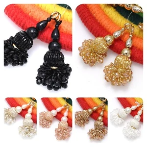 FCL 1 Pair Indian Tassel for Curtain Edge Blouse Lehenga Wedding Dress Metallic - Picture 1 of 28