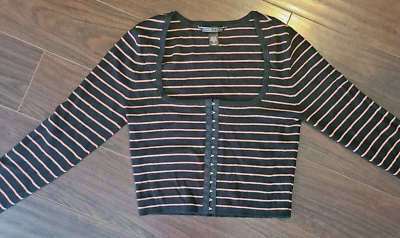 Suéter Victoria's Secret Para Mujer Mediano M Rayas Cierre Frontal Negro Rosa Foto 1 de 4