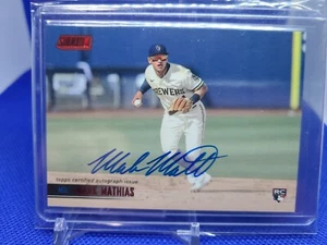 Topps Stadium 2021 rojo automático novato Mark Mathias Milwakee Brewers/50 - Imagen 1 de 2