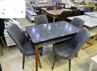 Square Dining Table 4 Chairs Wood 80cmx80cm-Chair Colour of Choice- Grey Marble