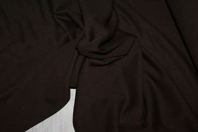 Tela tejida acanalada elástica mezcla viscosa lana chocolate oscuro 145 cm de ancho Foto 1 de 3