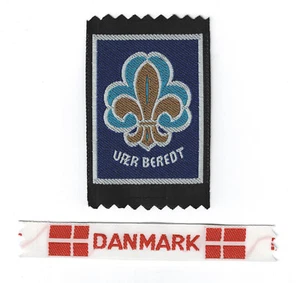 SCOUTS OF DENMARK - SCOUT & GIRL GUIDES Membership Award Badge & Strip Patch SET - Picture 1 of 2